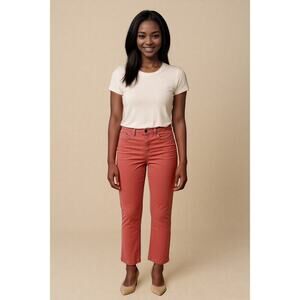 Tory Burch Alexa Cropped Skinny Stretch Jean Pants Sz 28 Coral Orange Capri Pant